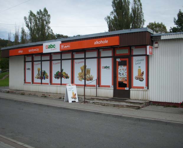 advertising panels plus plexiglass coffer - ABC grocery shop